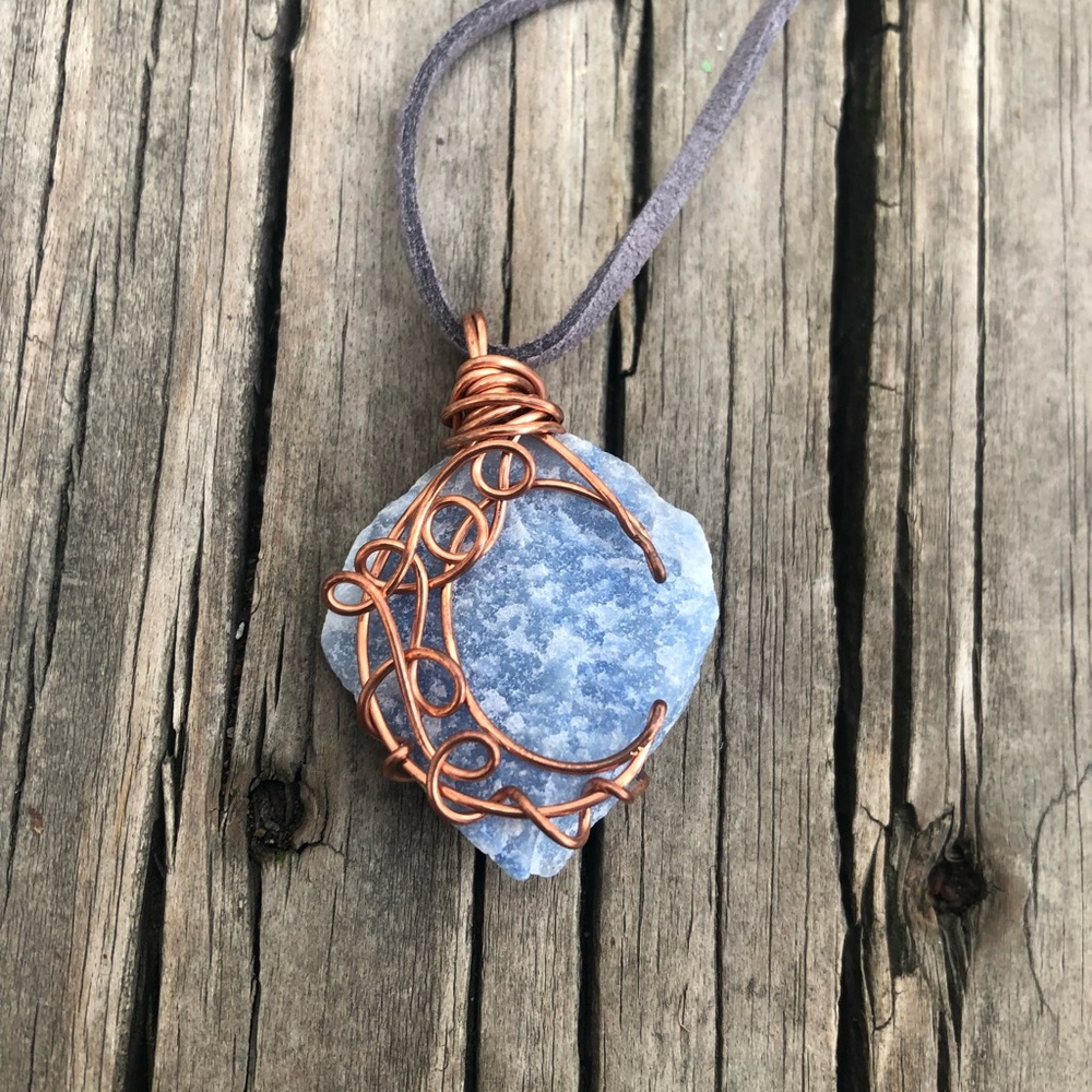Wire Wrapped Blue Aventurine Quartz in Copper